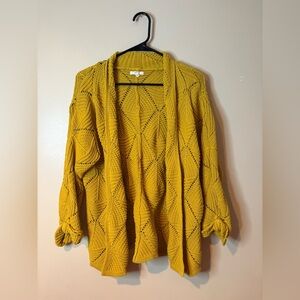 Maurices Mustard Yellow Open Front Midweight Knit Cardigan EUC